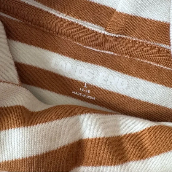 Lands' End Supima Cotton Striped Cowl Neck Top Women’s L Brown White NWT - Picture 8 of 11